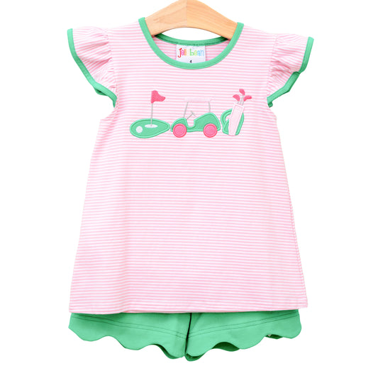 Jellybean Gone Golfing Scallop Short Set