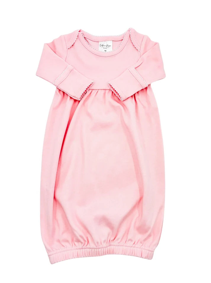 Southern Proper Solid Pink Gown with White Trim