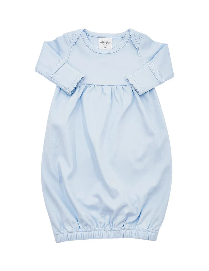 Blue Gown with White Trim