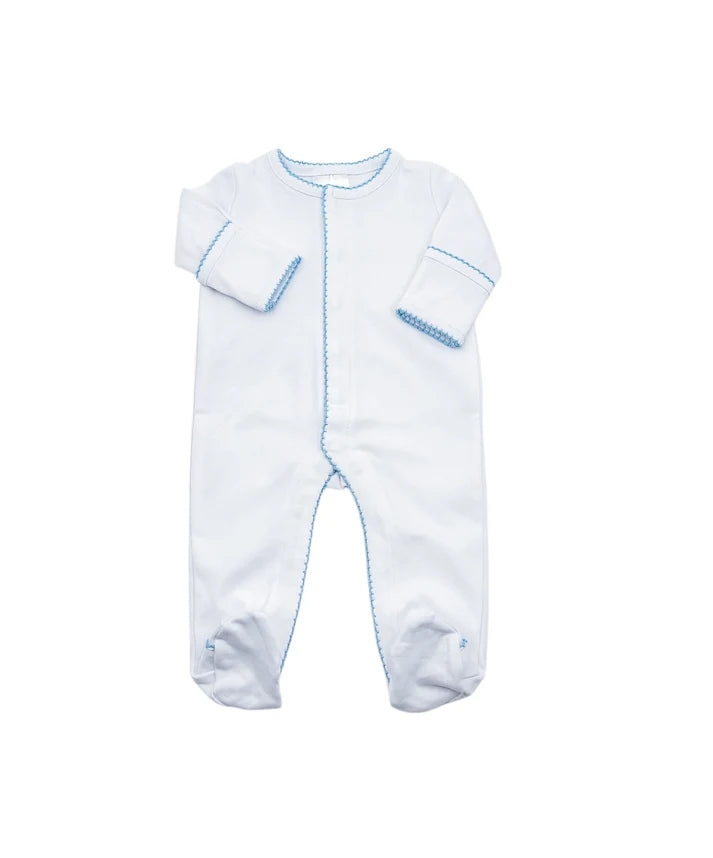 Blue Picot Trim Split Footie