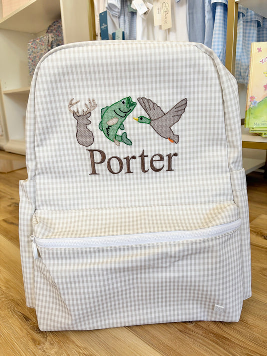 TRVL Gingham Pearl Gray Backpack- Outdoor Design