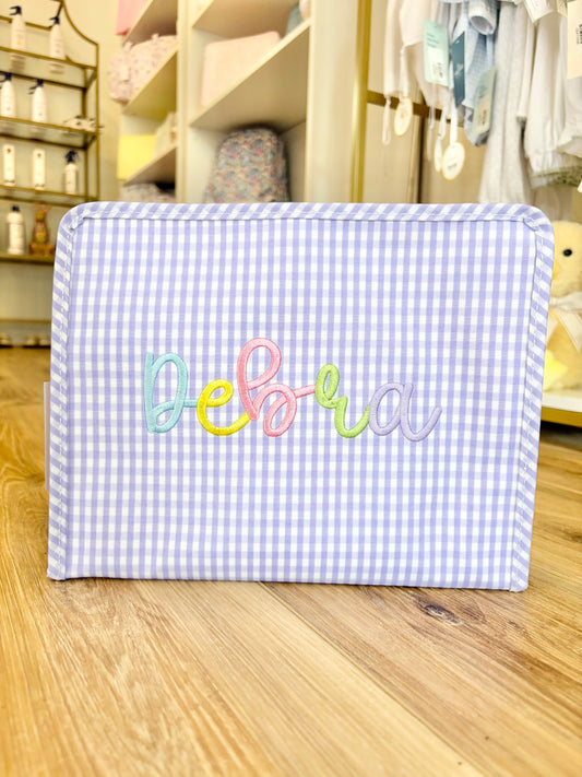 TRVL Lilac Gingham Large Roadie- Multi Color Name