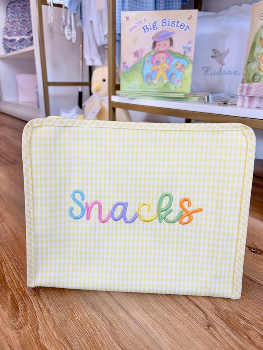 TRVL Buttercup Gingham Large Roadie- "Snacks"