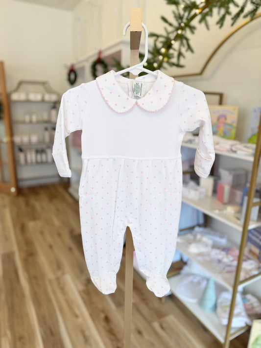 Pink Dot Collar Footie