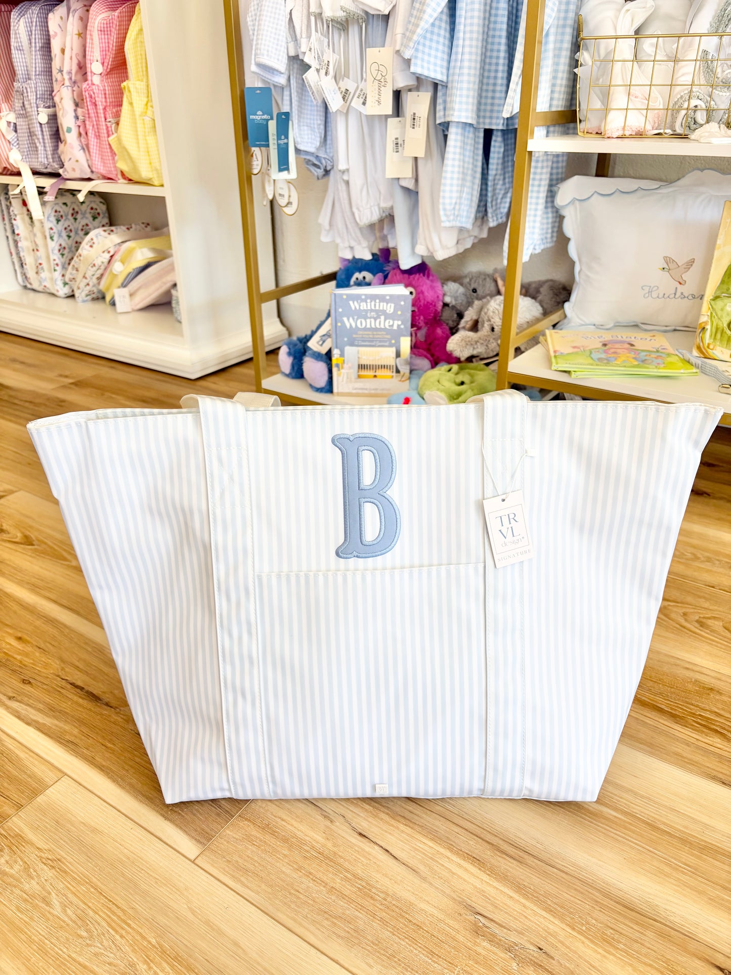 TRVL XL Blue Stripe Pimlico- Single Initial Applique