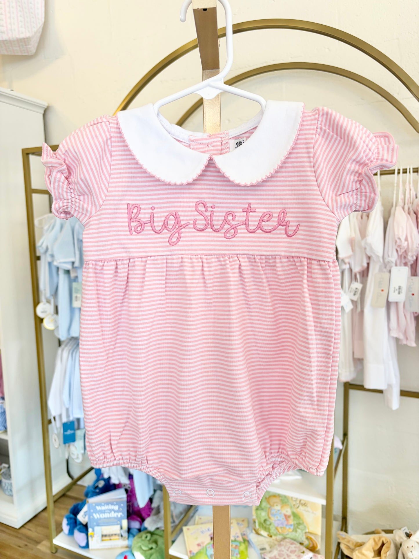 Charlotte Bubble- Light Pink Stripe "Big Sister"