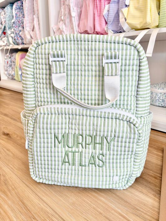 TRVL Sage Pimlico Stripe Quilted All You Need Bag- Graham Font Name