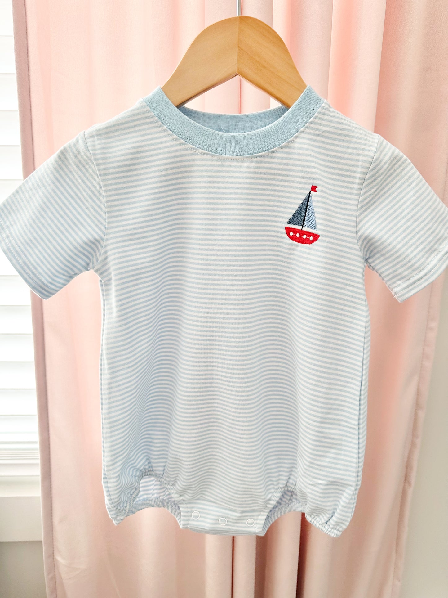 Blue Stripe T-Shirt Bubble with Sailboat