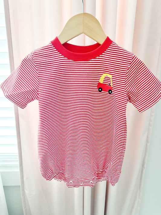 Red Stripe Mini Cozy Coupe Tshirt Bubble