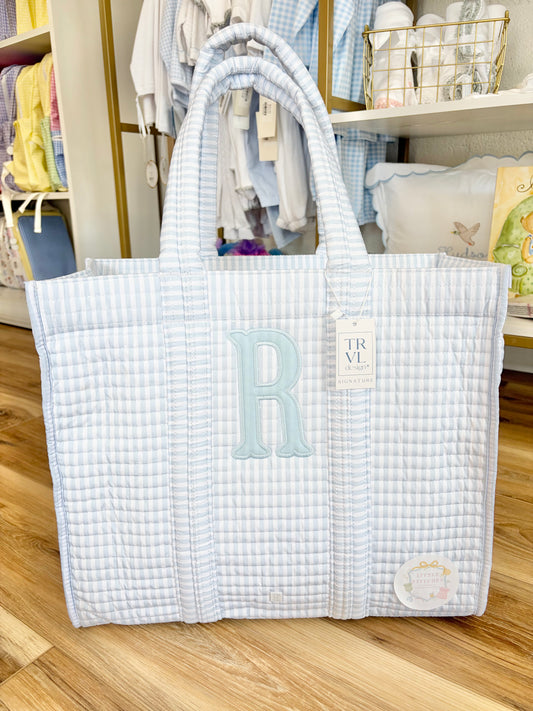 TRVL Blue Stripe Quilted Tote- Ronan's Tote
