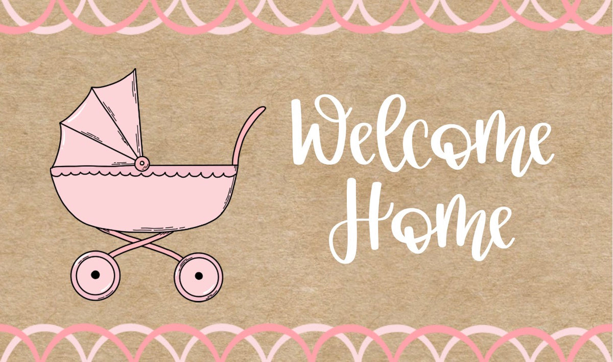 Welcome Home Painted Banner- Pink
