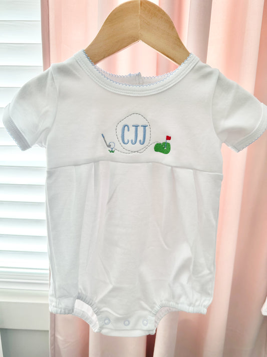 Blue Trim Golf Initial Boy Bubble