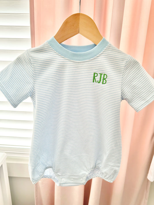 Blue Stripe Mini Initial Tshirt Bubble