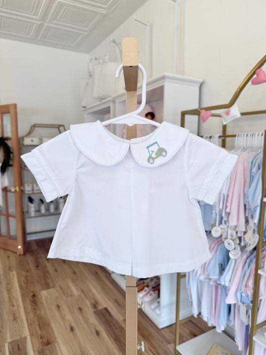 Pleated Peter Pan Diaper Shirt - Boy - Golf Cart Mini Design