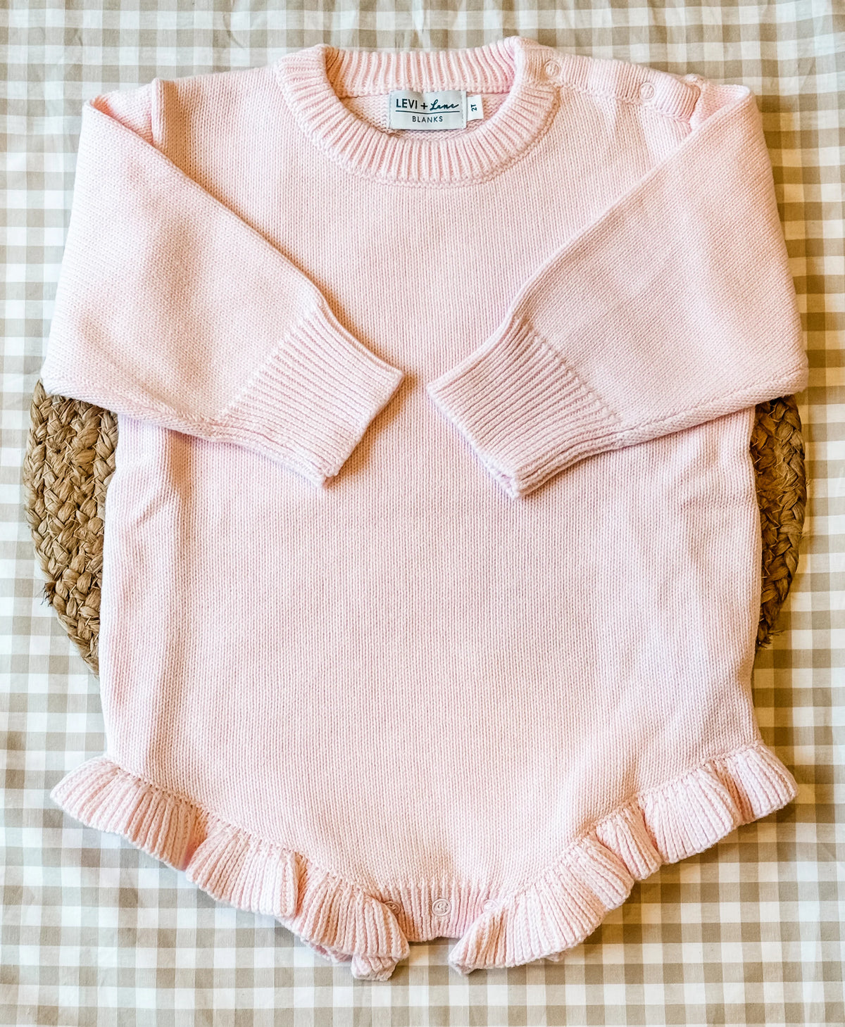 Pink Long Sleeve Knit Ruffle Bubble