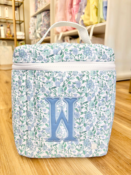TRVL Hamptons Floral Quilted Insulated Bag- Single Initial Applique