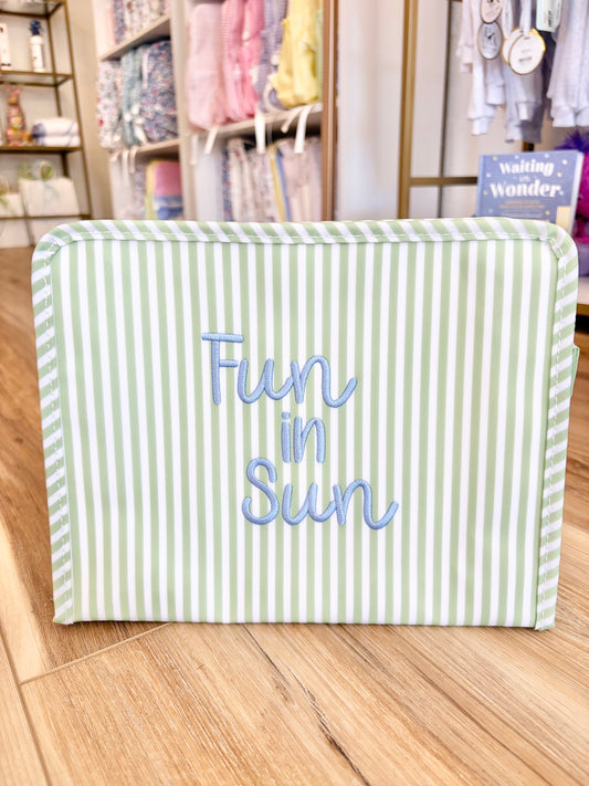 TRVL Pimlico Sage Stripe Large Roadie- "Fun In Sun"