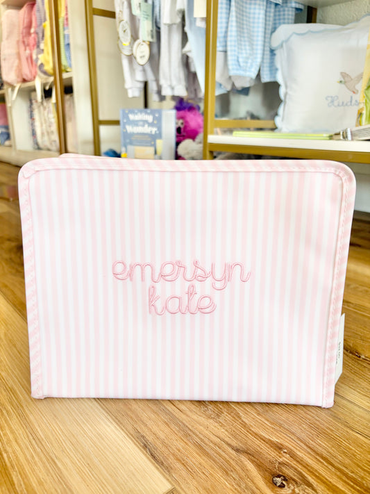 TRVL Pimlico Pink Stripe Large Roadie- Baby Font Name