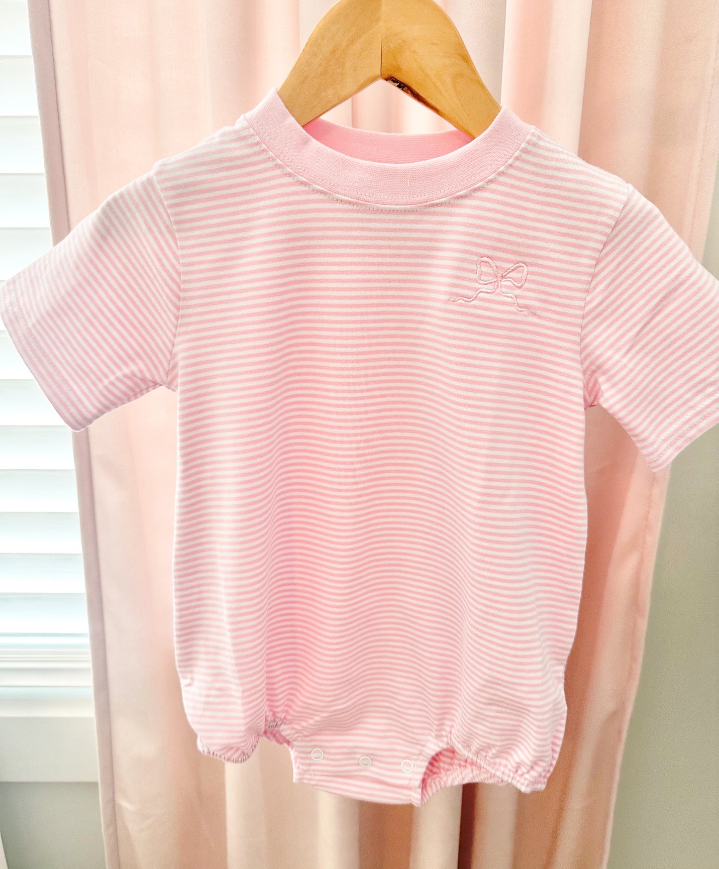 Pink Stripe Mini Bow Tshirt Bubble