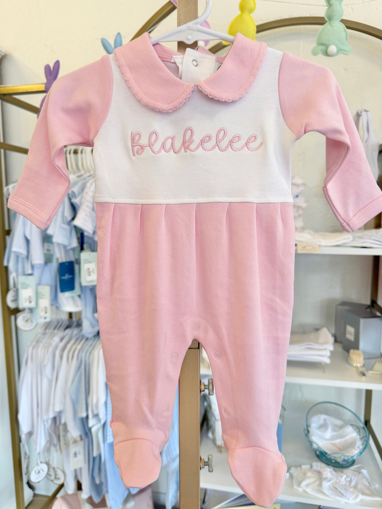 Solid Pink Collar Footie