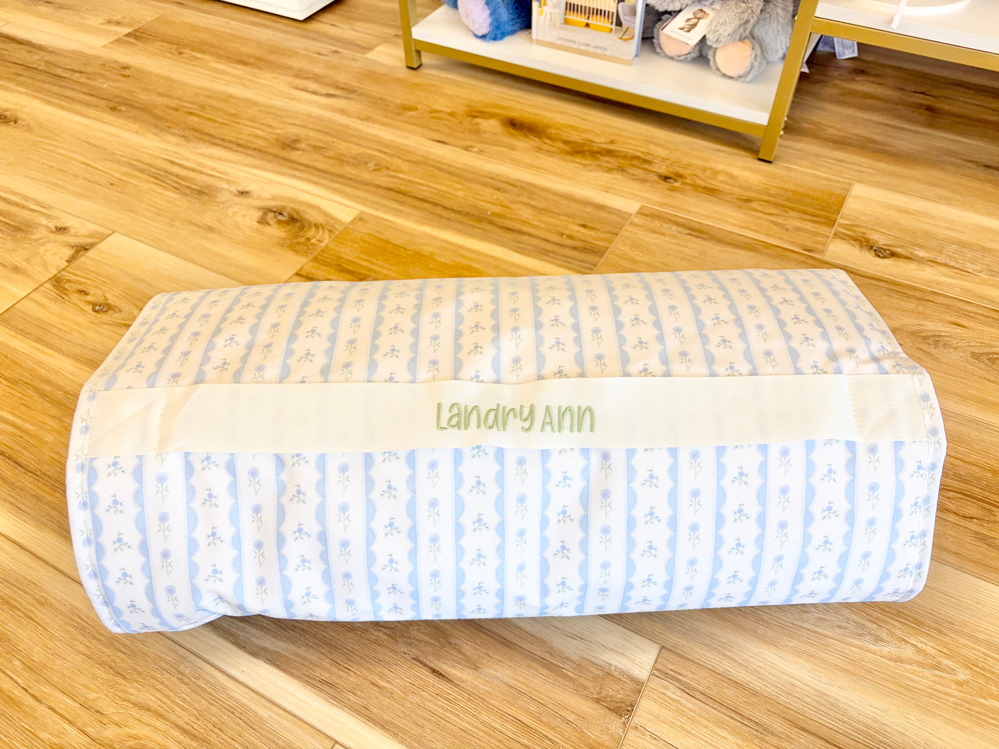 TRVL Blue Ribbon Floral Nap Mat- Caramel Font Name