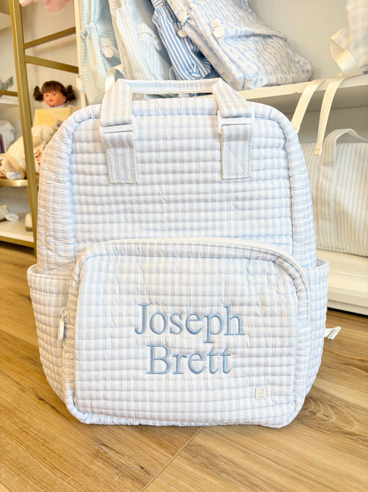 TRVL Pimlico Blue Stripe Quilted All You Need Bag- Times Font name