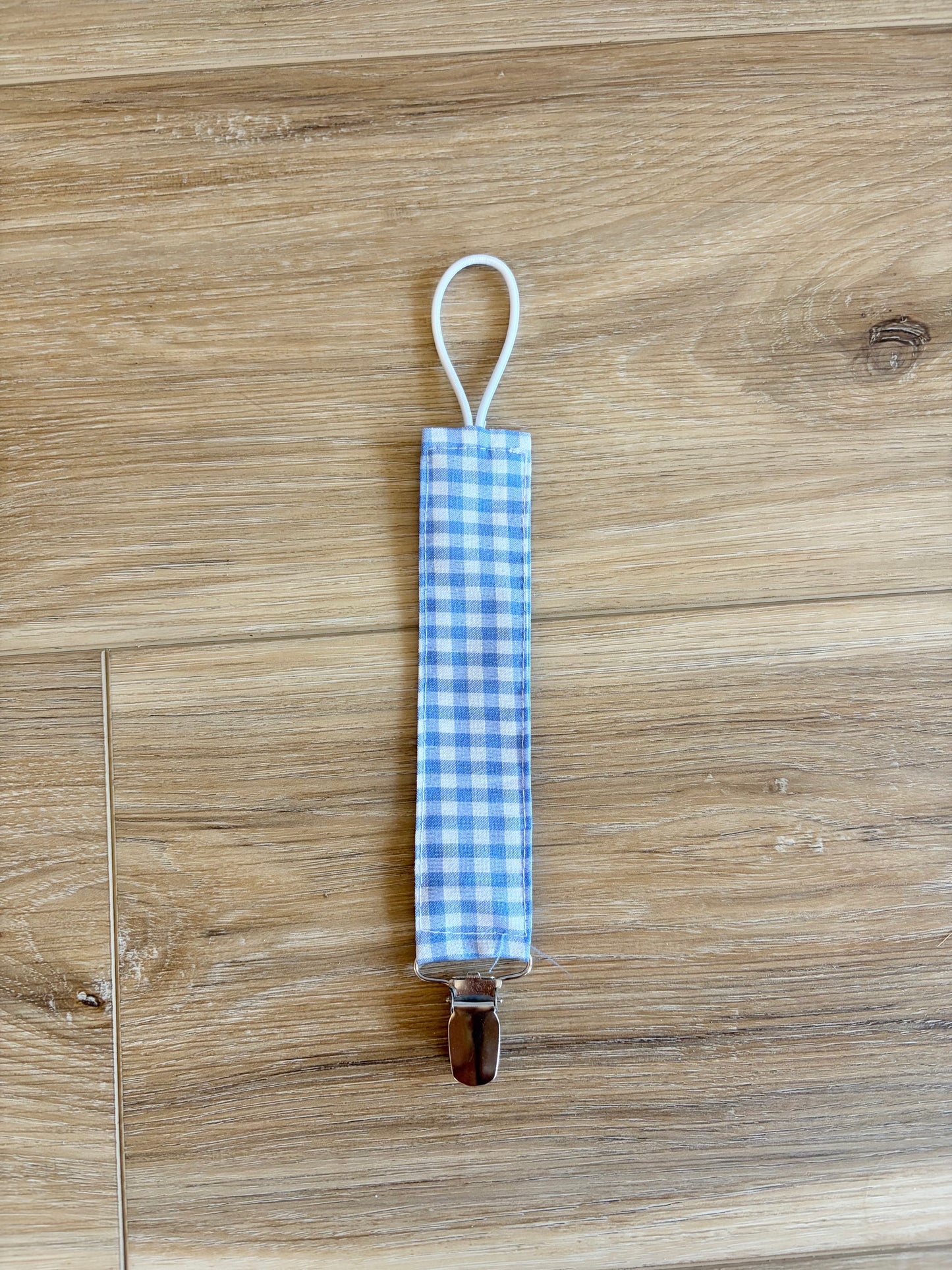 Blue Gingham Paci Clip