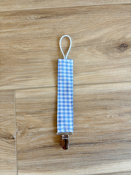 Blue Gingham Paci Clip