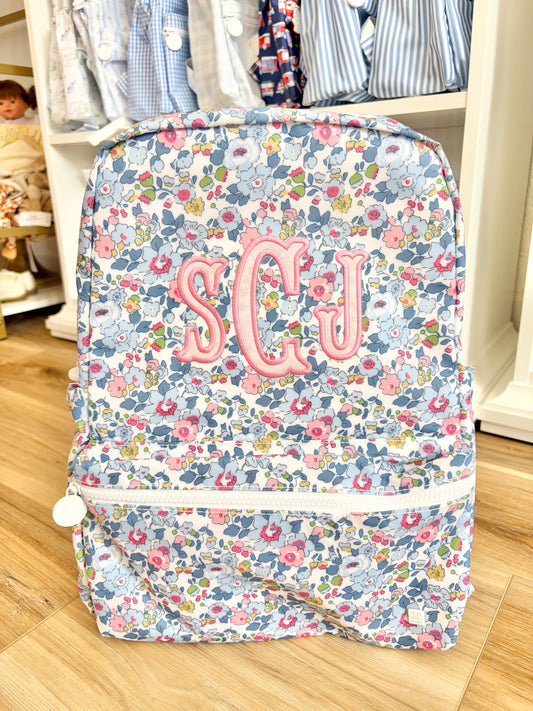 TRVL Bridgehampton Floral Backpacker- 3 Initials Applique