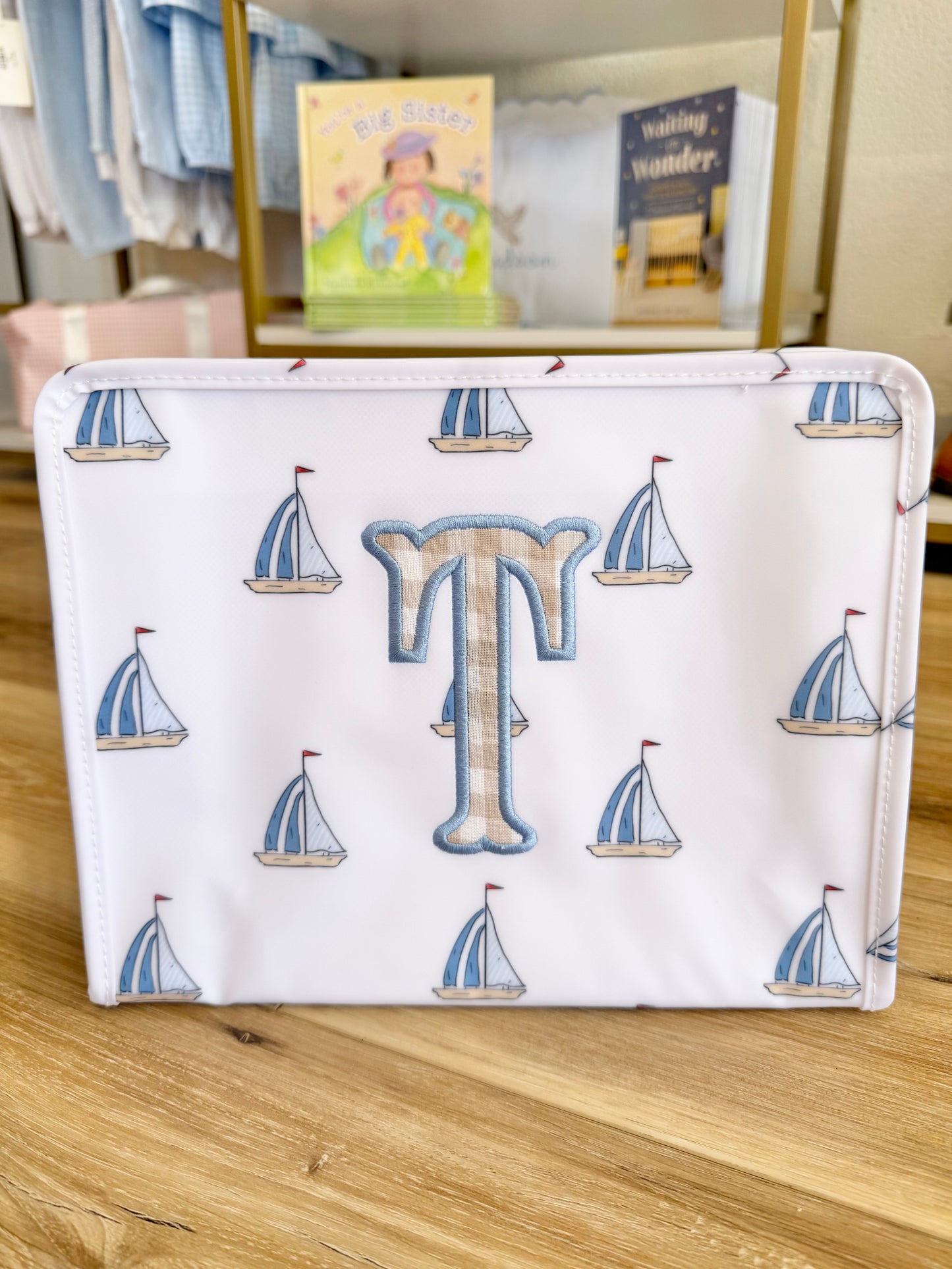 TRVL Sailboat Roadie- Single Initial Applique