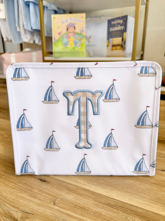 TRVL Sailboat Roadie- Single Initial Applique