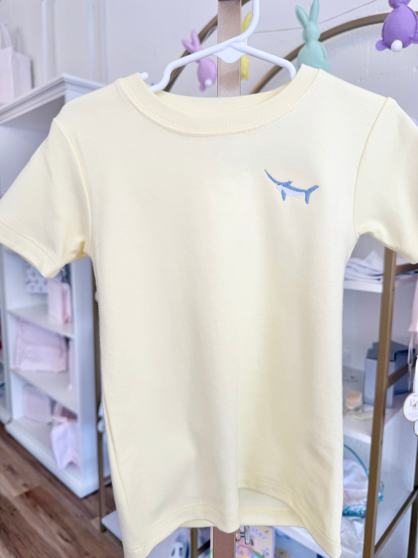 Pale Yellow Tee With Mini Marlin