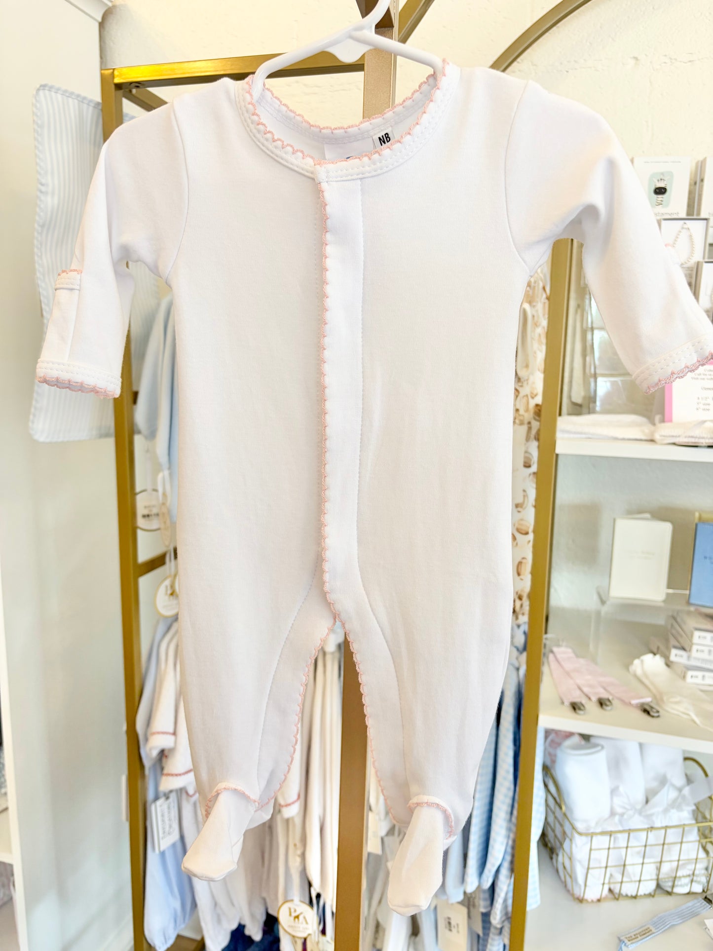 Pink Trim Cotton Footie