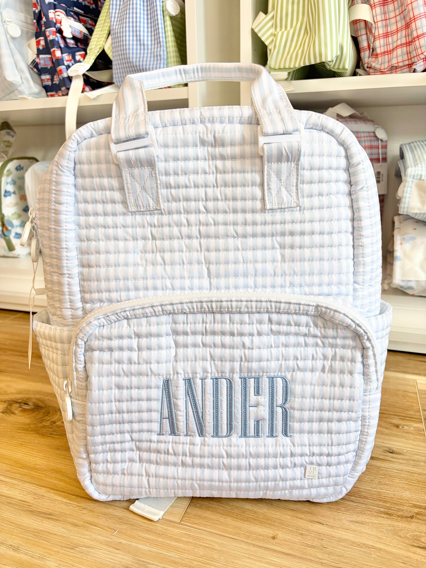 TRVL Pimlico Blue Stripe All You Need Bag with Wes Font