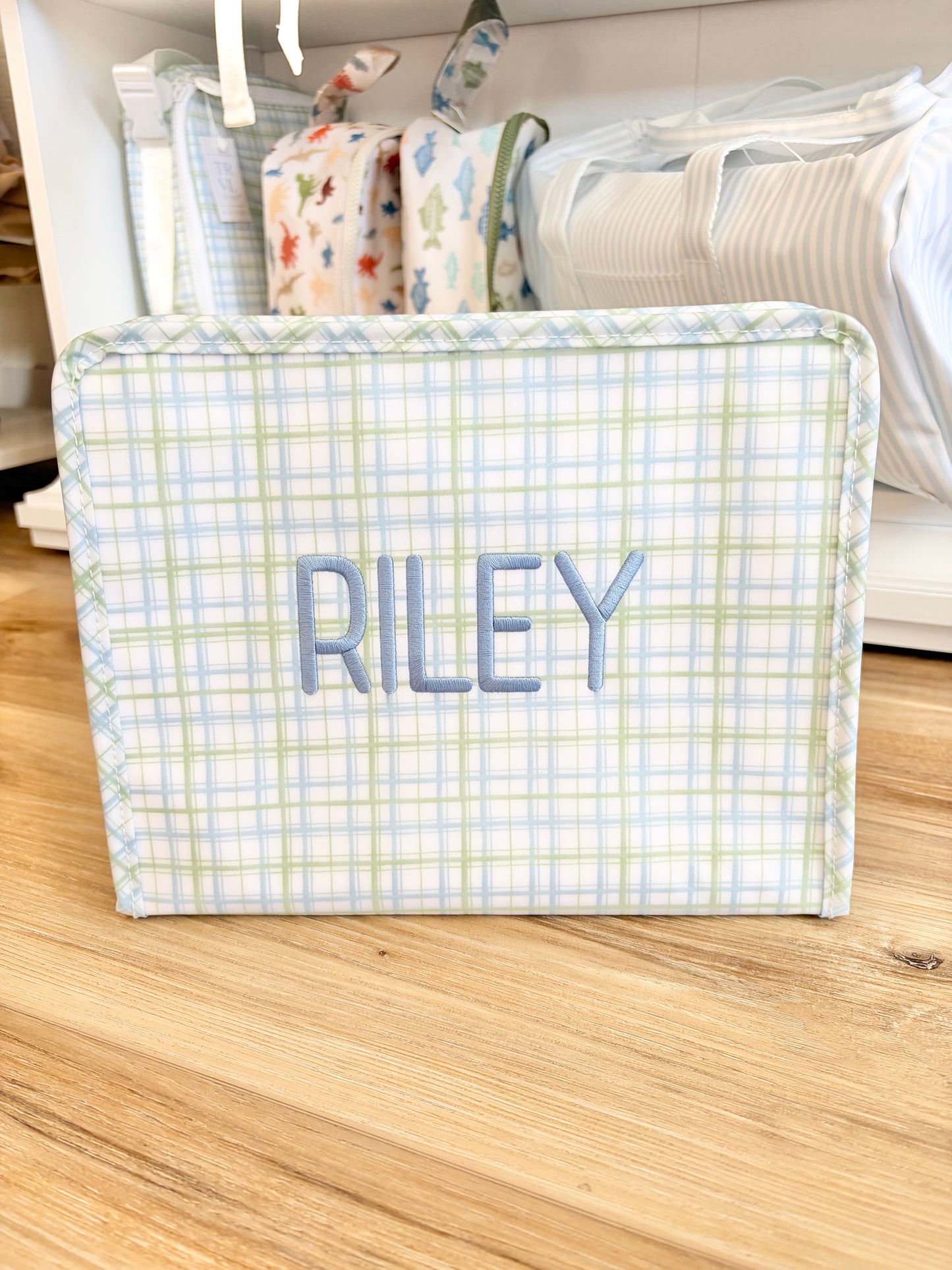 TRVL Classic Green Plaid Large Roadie with Graham Font