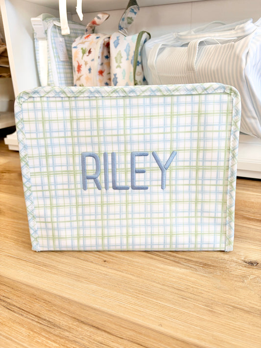 TRVL Classic Green Plaid Large Roadie with Graham Font