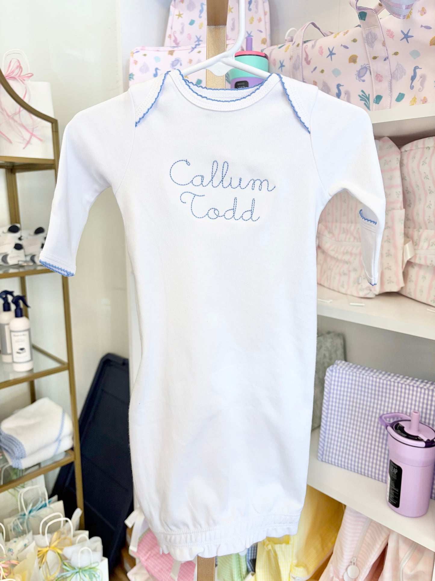 Blue Trim Gown with Beckham Font Name