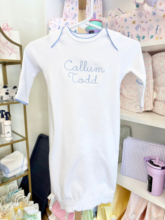 Blue Trim Gown with Beckham Font Name