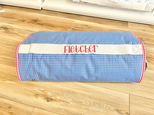 TRVL Blue Patch Nap Mat with Blake Font