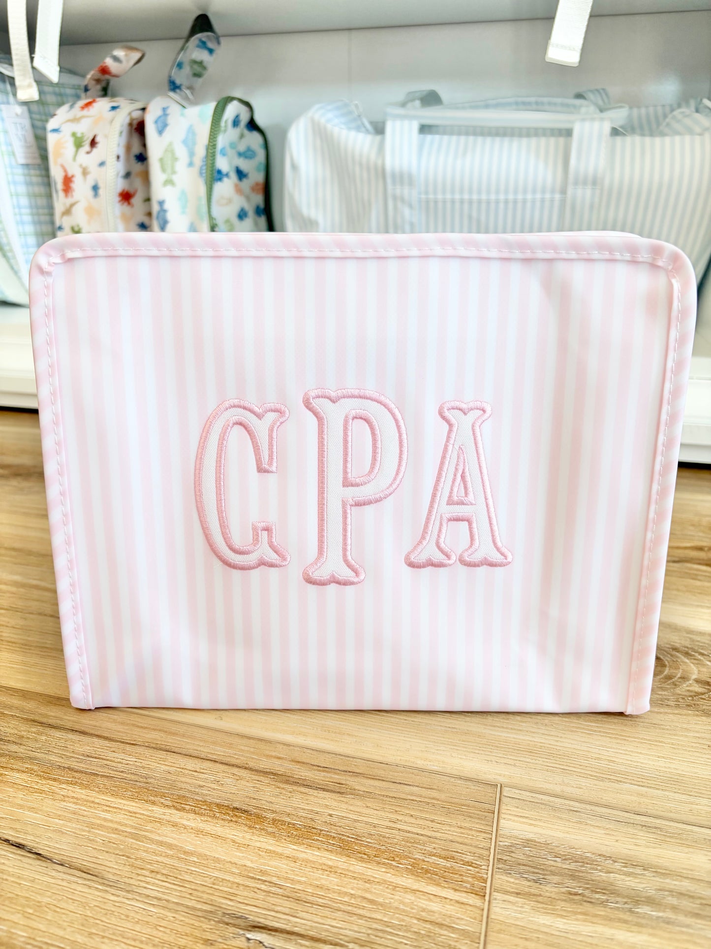TRVL Pimlico Pink Stripe Large Roadie with 3 Initials