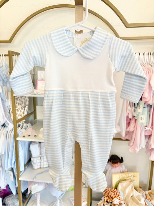 Blue Stripe Collar Footie