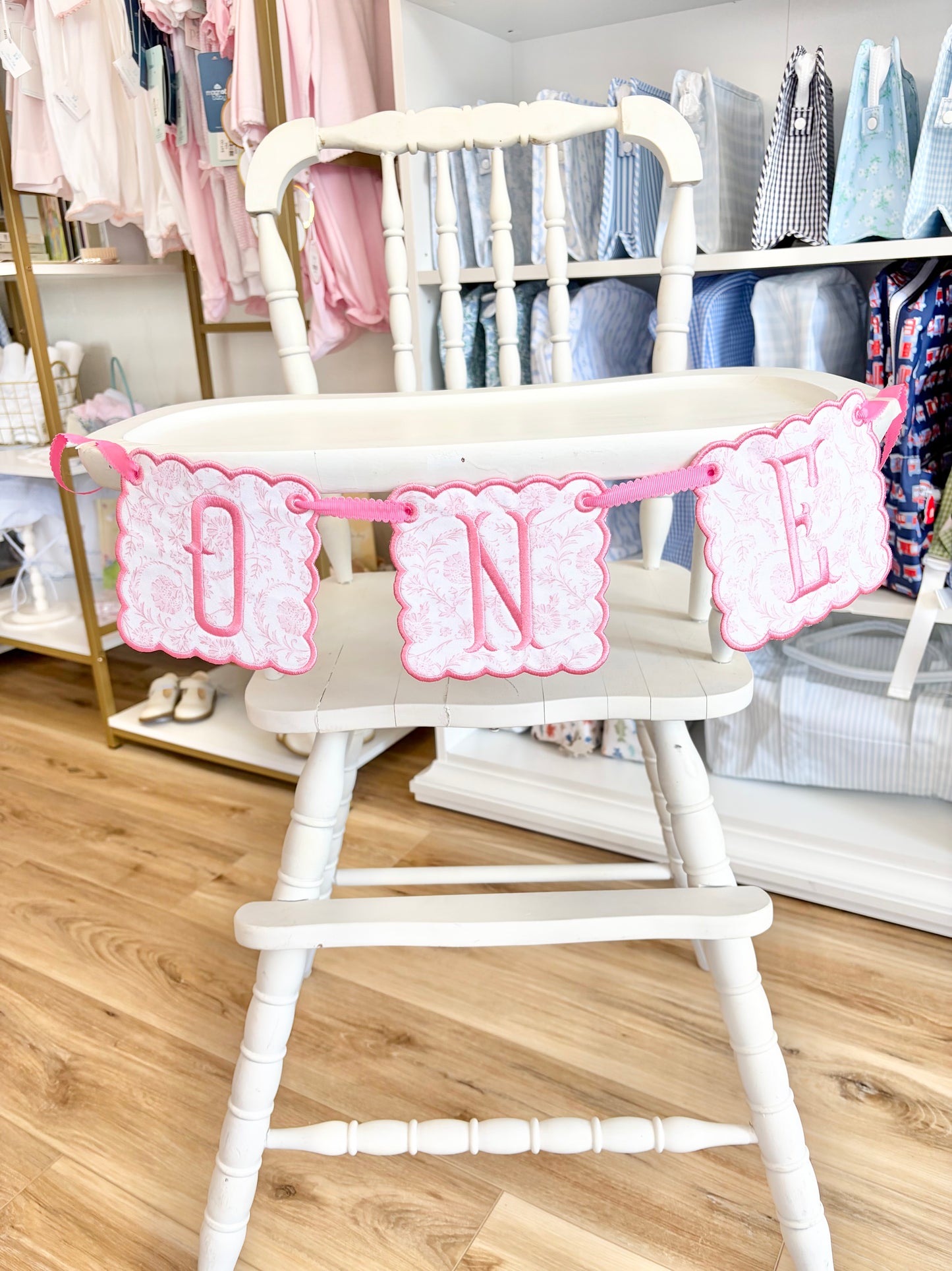 ONE Birthday Banner with Pink Fishtail