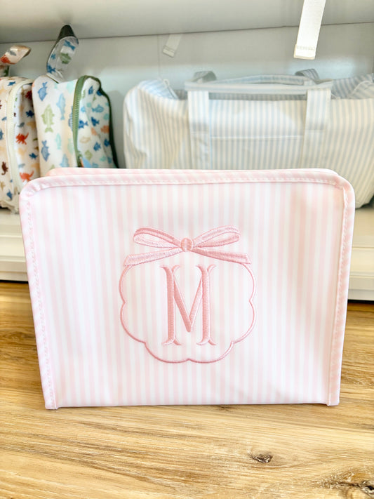 TRVL Pimlico Pink Stripe Large Roadie with Single Bow Design