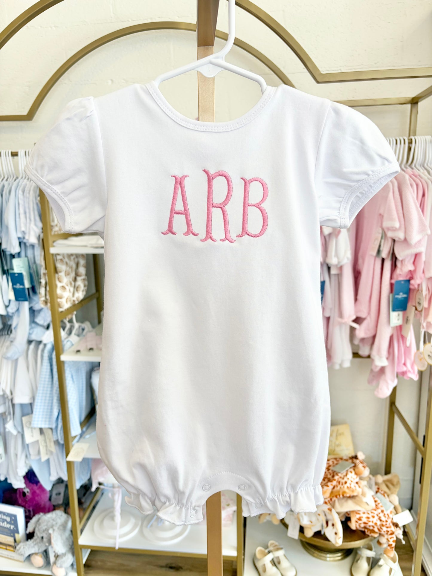Short Sleeve Fishtail Monogramed Romper