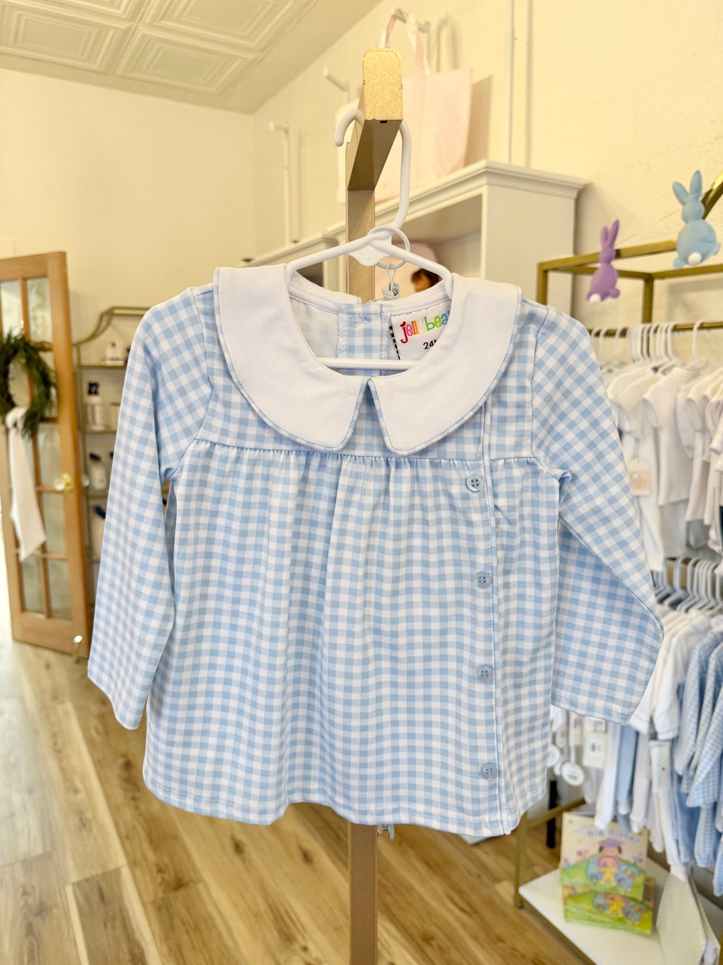 Jellybean Liam Diaper Set - Light Blue Gingham