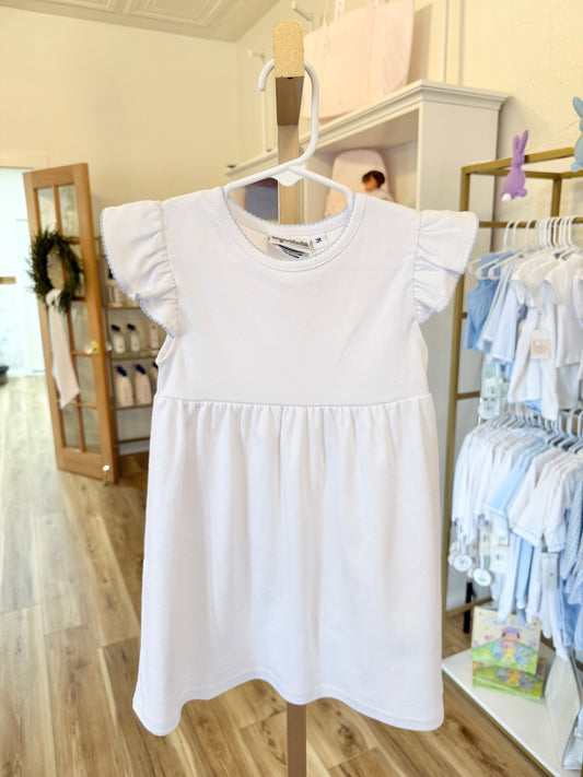 Knit Dress with Picot Blue Trim