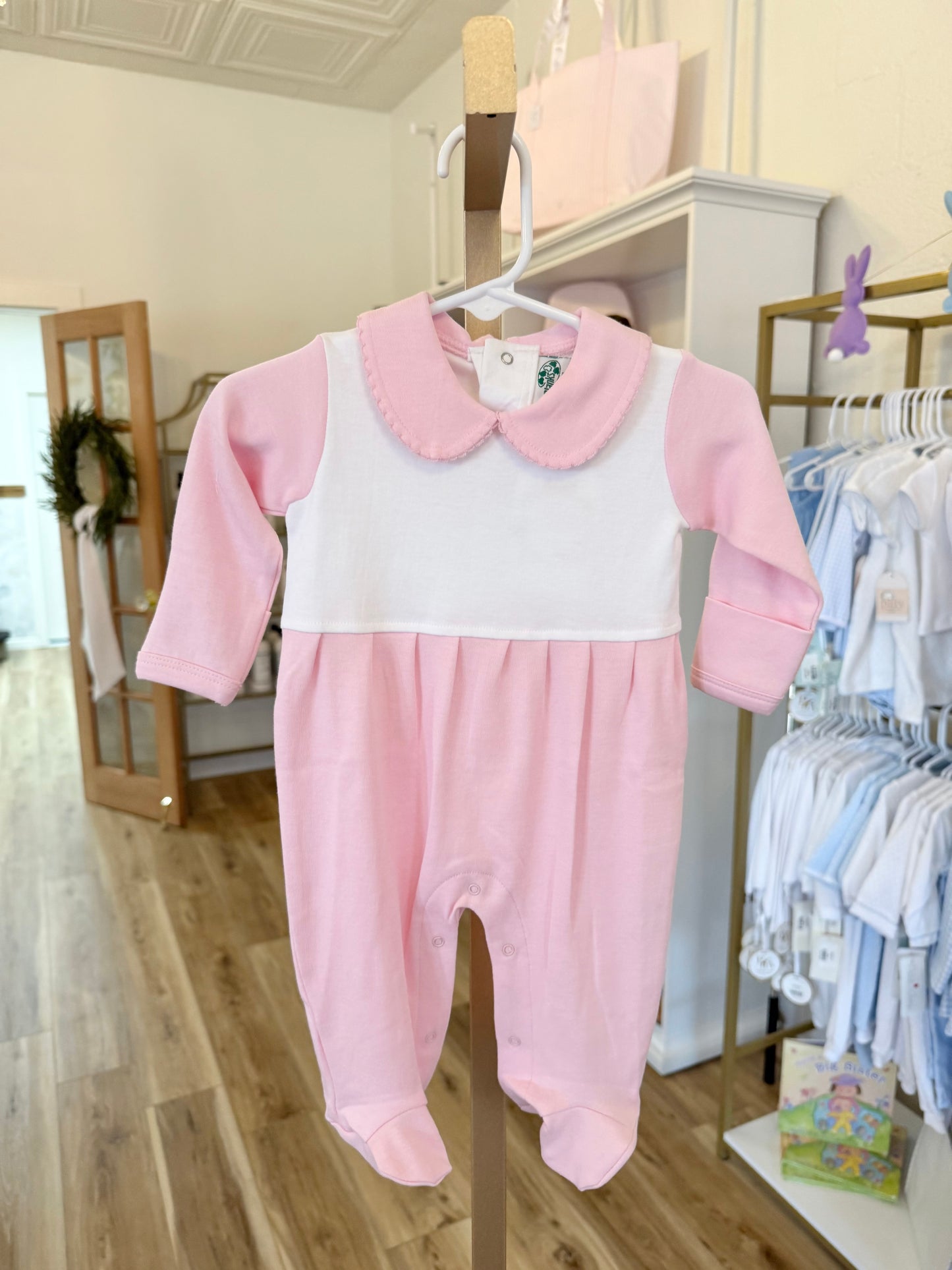 Solid Pink Collar Footie