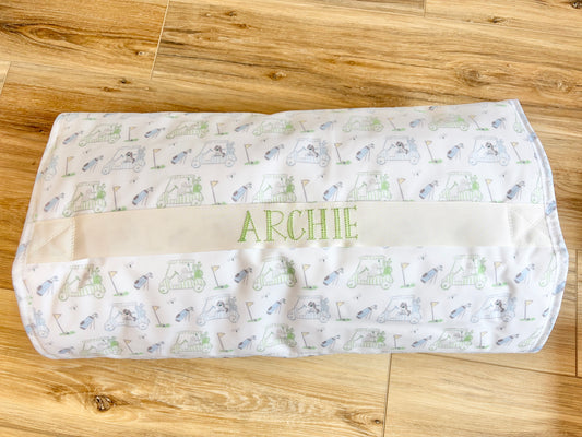 TRVL Putt Putt Nap Mat with Blake Font (All Caps)