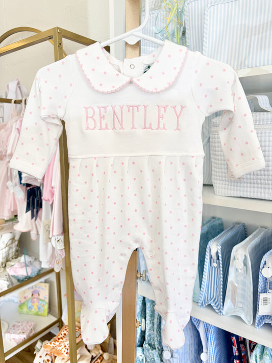 Pink Dot Collar Footie - Fish Font Name
