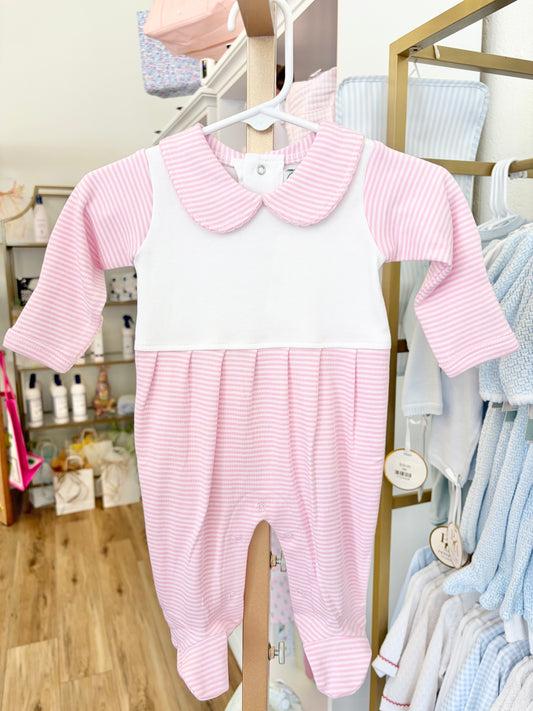 Pink Stripe Collar Footie